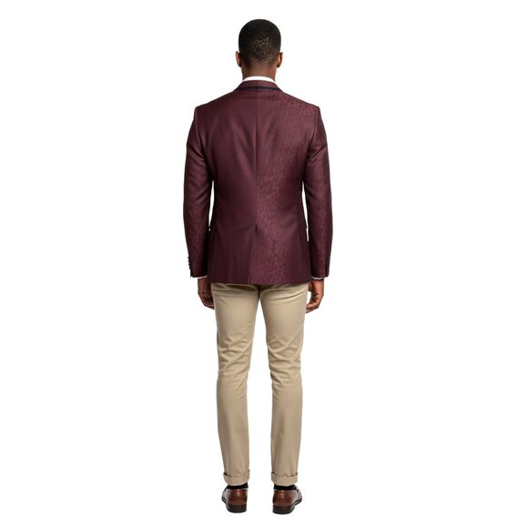 Men's Floral Blazer Jacket by Tazio, Burgundy - Picture 7 of 7